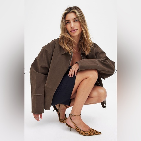 NWOT NA-KD Leather Pointy Ankle Strap Pumps, Size 5.5 - Picture 5 of 15